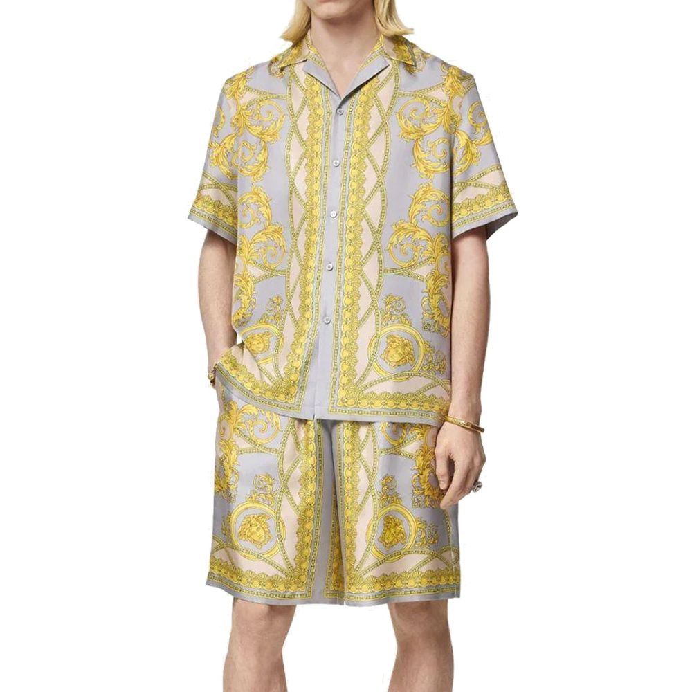 Versace Gray Silk Bermuda Shorts Versace