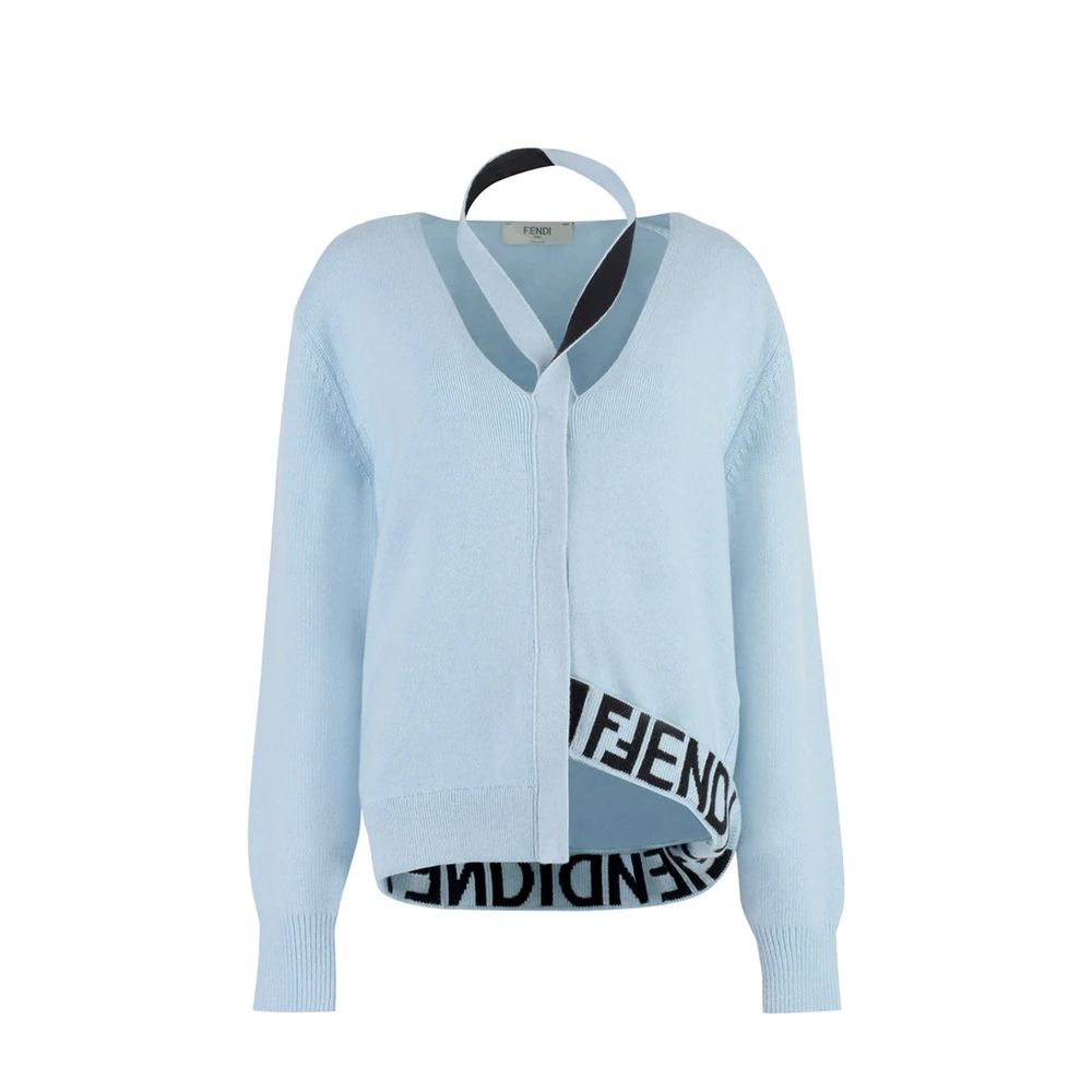 Fendi Blue Cashmere Cardigan Fendi