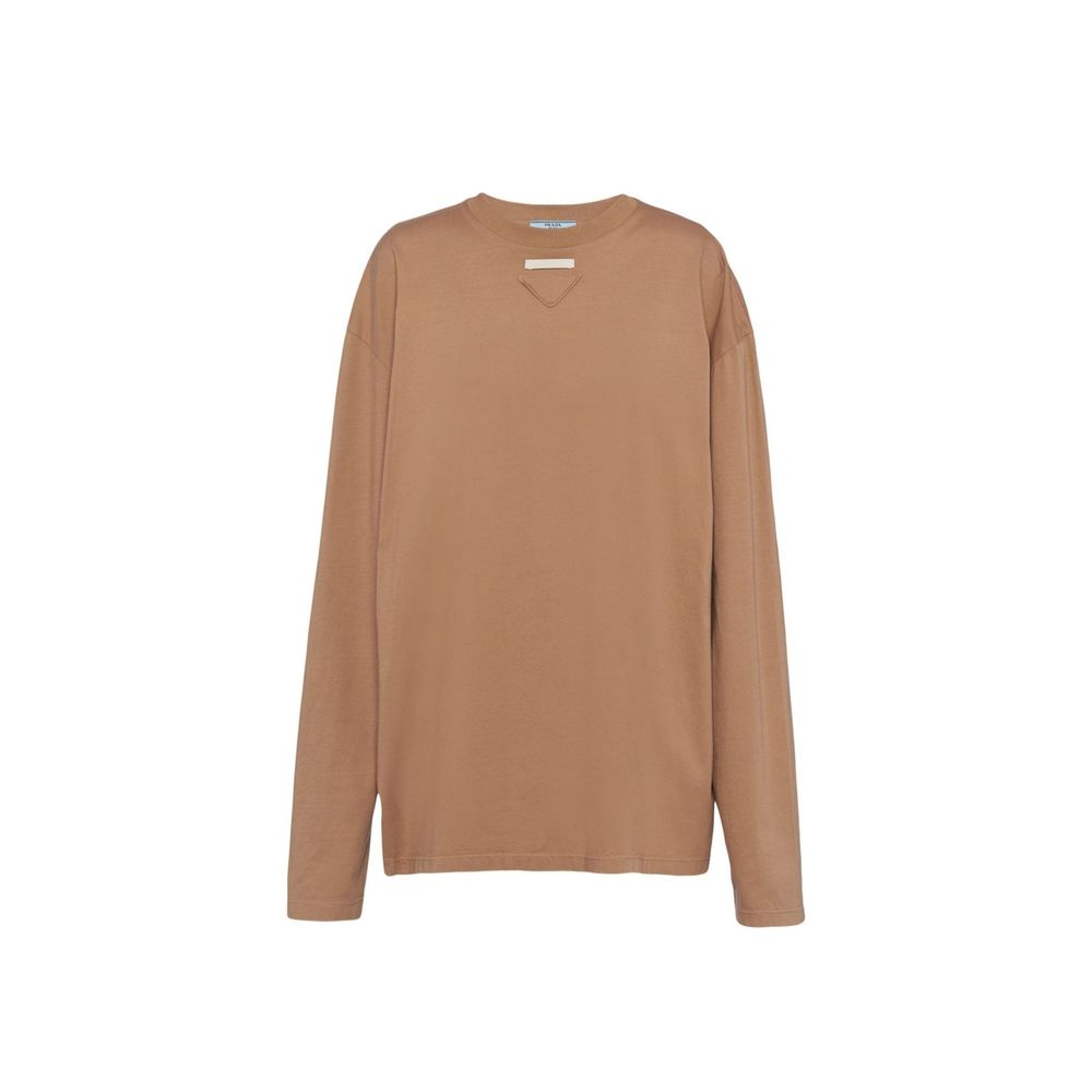 Prada Brown Cotton Long Sleeve T-Shirt Prada