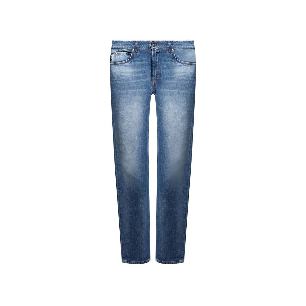 Versace Blue Cotton Straight-Leg Jeans Versace