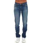 Versace Blue Cotton Straight-Leg Jeans Versace