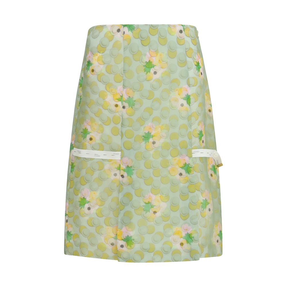 Fendi Multicolor Silk Midi Skirt Fendi