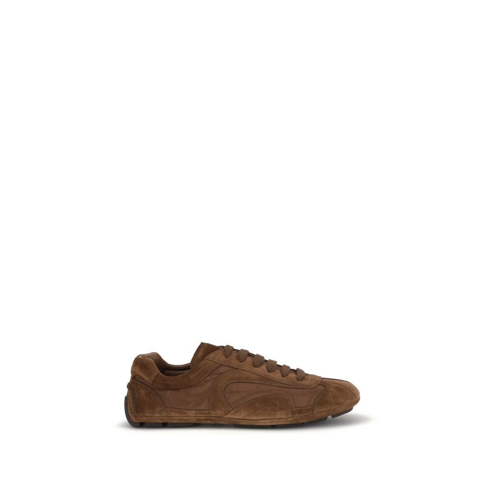 Prada Brown Calf Leather Bos Taurus Low Top Sneakers Prada
