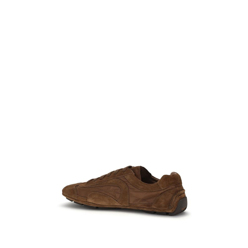 Prada Brown Calf Leather Bos Taurus Low Top Sneakers Prada