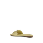 Fendi Beige Calf Leather Bos Taurus Flat Sandals Fendi