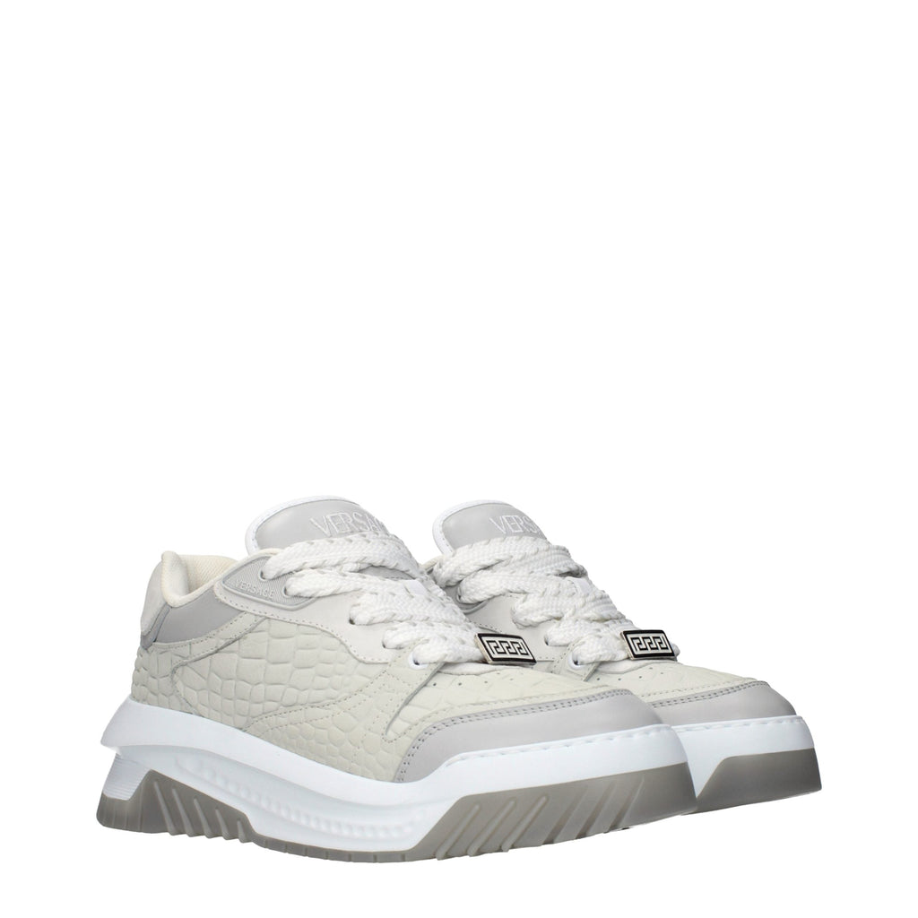 Versace Gray Leather Low Top Sneakers Versace