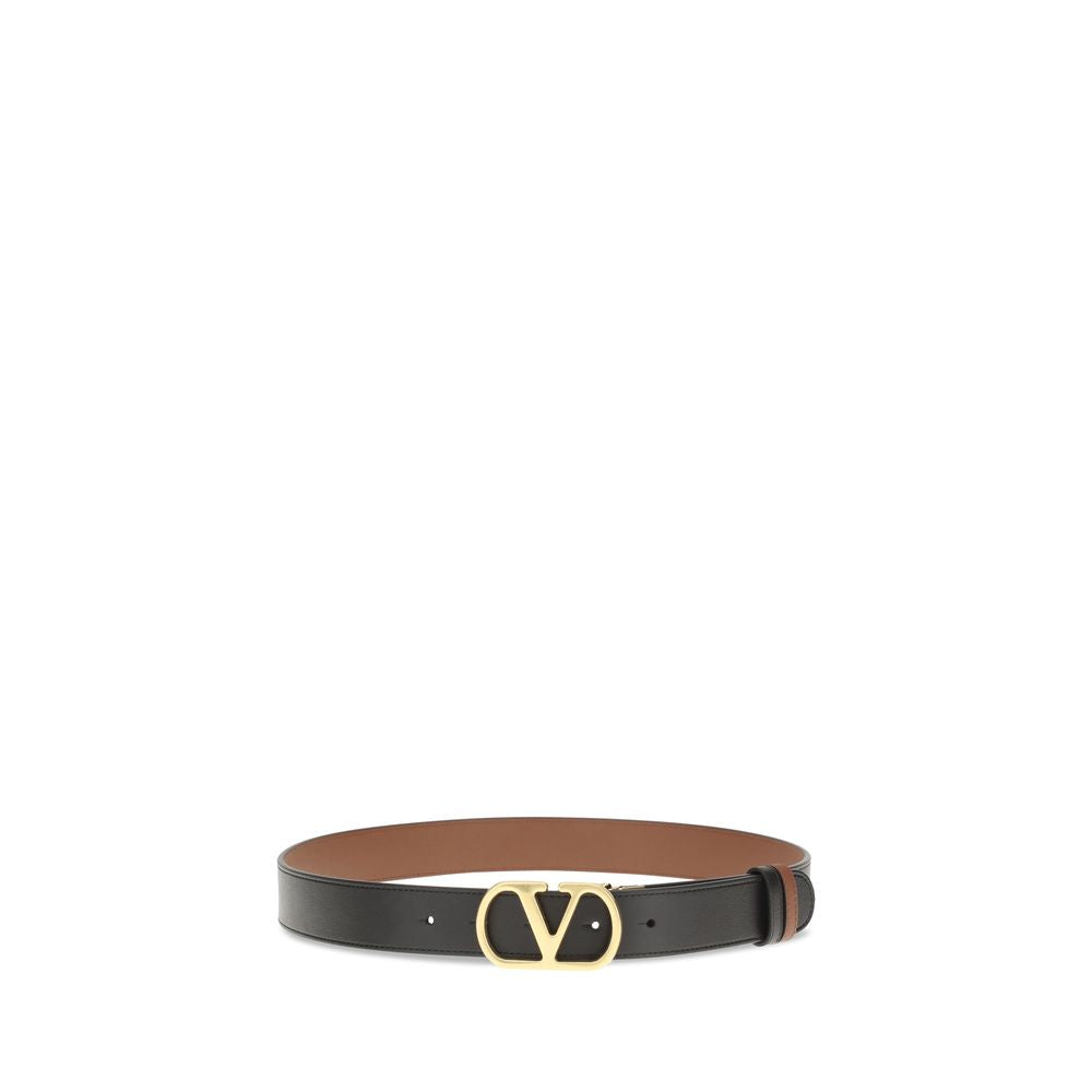 Valentino Garavani Black Calf Leather Bos Taurus Regular Belt Valentino Garavani