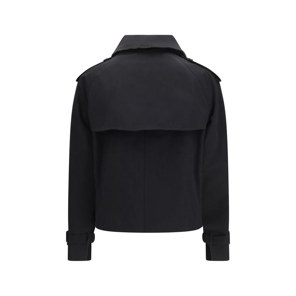 Burberry Black Cotton Trench Coat Burberry