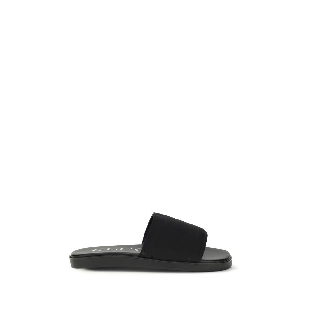 Gucci Black Fabric Flat Sandals Gucci