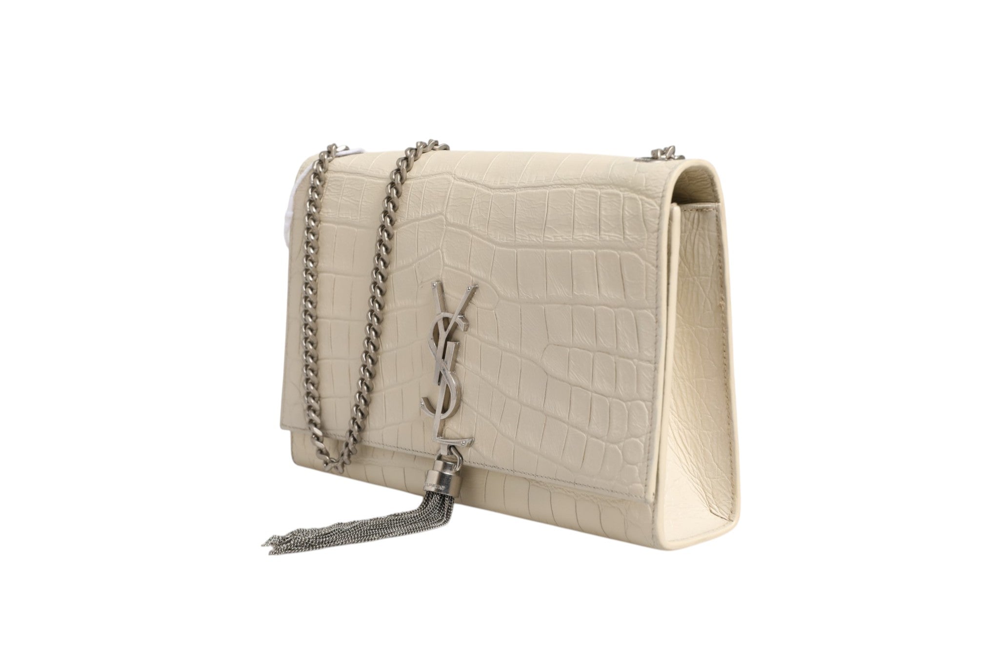 Saint Laurent Kate Tassel Small Croc-Embossed Leather Saint Laurent