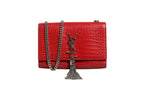Saint Laurent Kate Tassel Chain Bag in Red Crocodile Embossed Leather Saint Laurent
