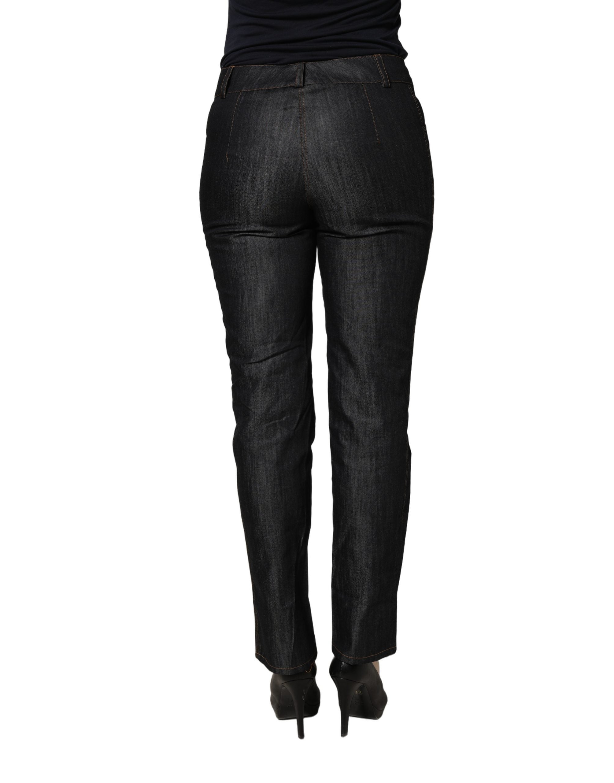 BENCIVENGA Black Cotton Mid Waist Skinny Denim Trouser Jeans BENCIVENGA