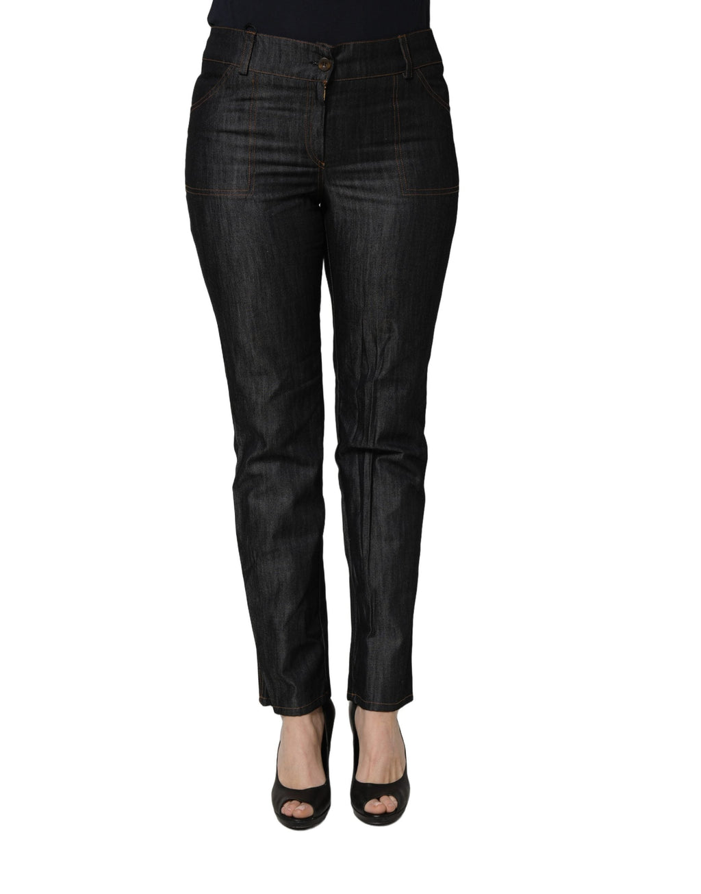 BENCIVENGA Black Cotton Mid Waist Skinny Denim Trouser Jeans BENCIVENGA