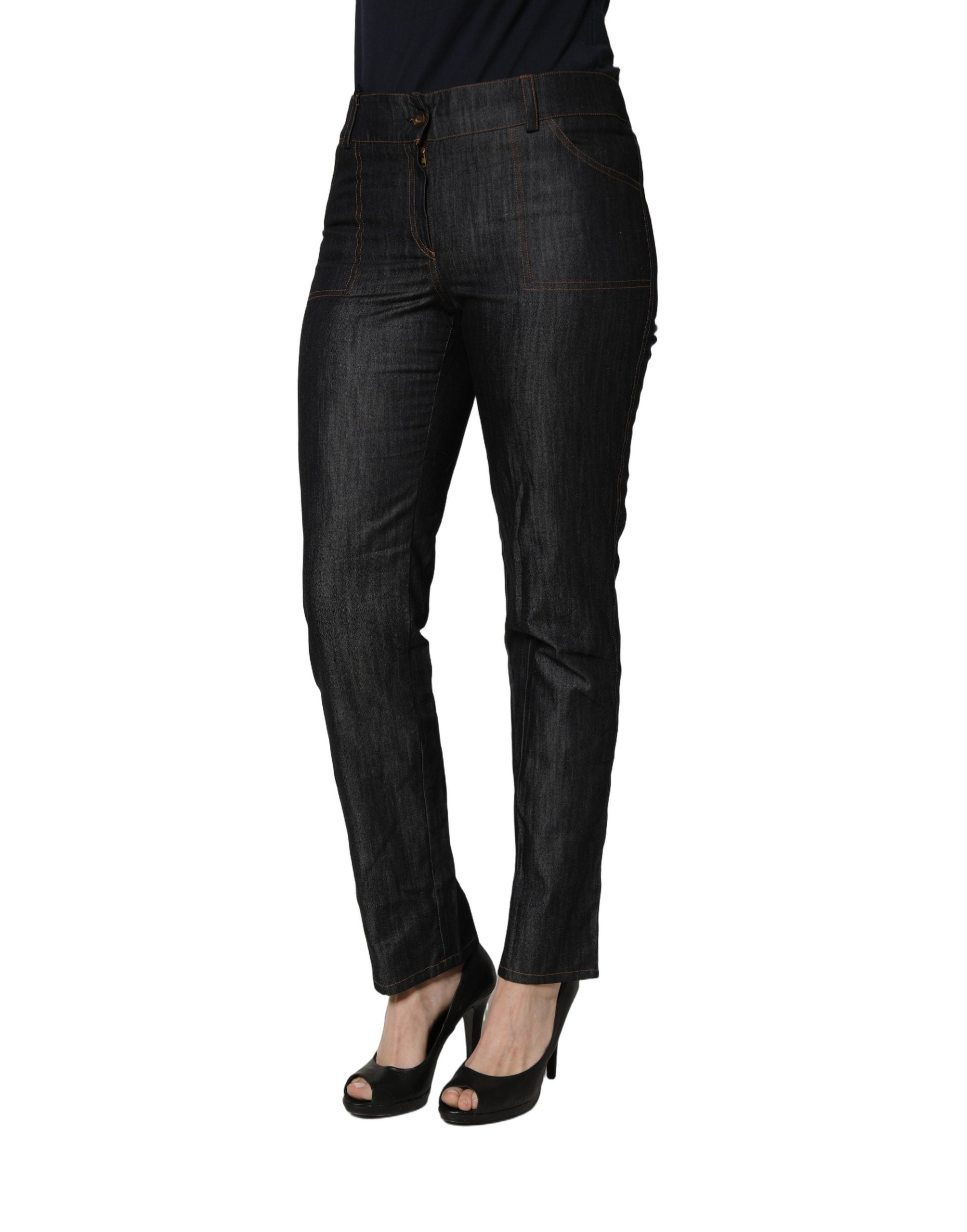 BENCIVENGA Black Cotton Mid Waist Skinny Denim Trouser Jeans BENCIVENGA