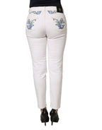 Versace Jeans Couture White Floral Print Skinny Denim Jeans Versace Jeans Couture