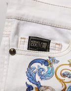 Versace Jeans Couture White Floral Print Skinny Denim Jeans Versace Jeans Couture