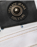 Versace Jeans Couture White Floral Print Skinny Denim Jeans Versace Jeans Couture