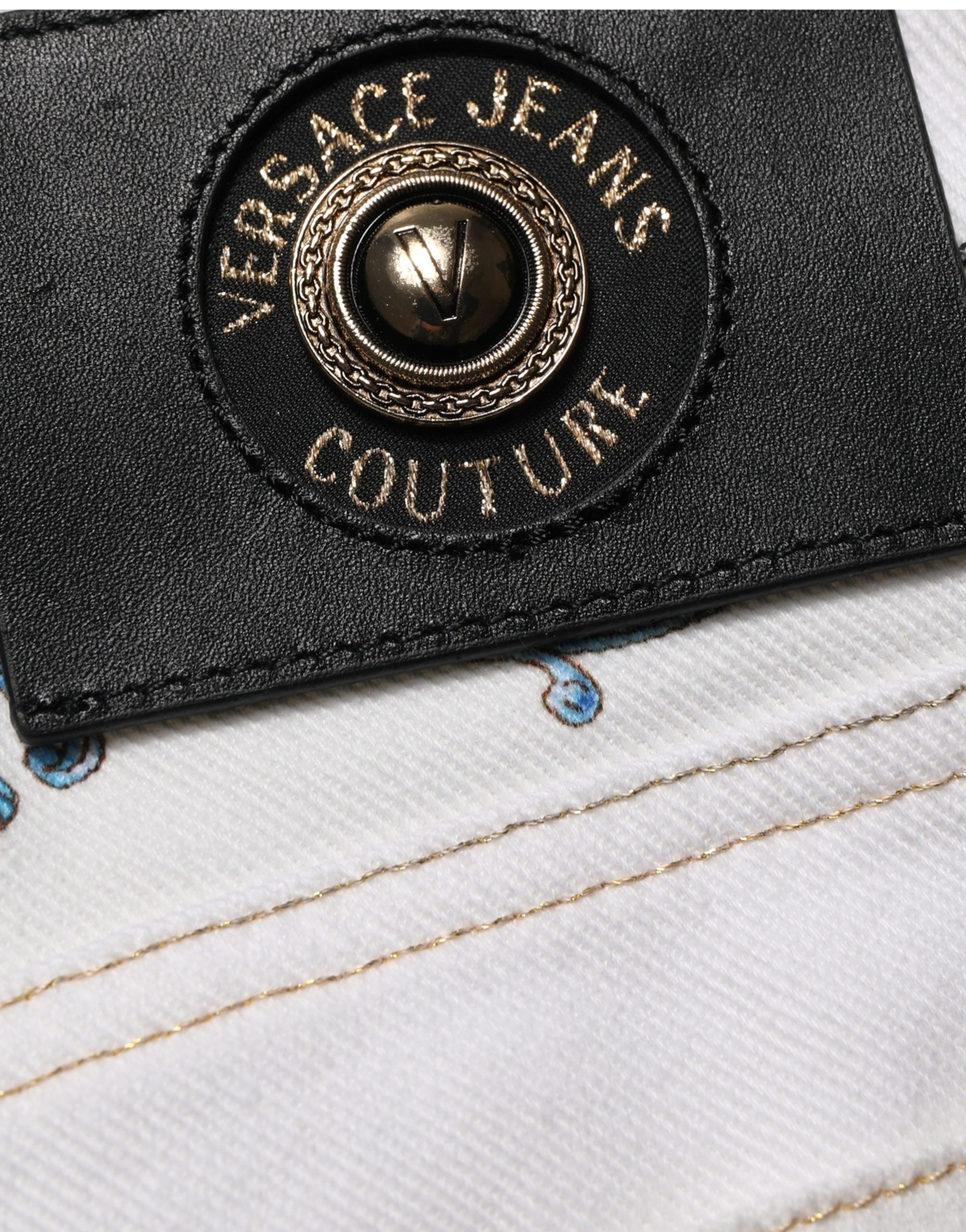 Versace Jeans Couture White Floral Print Skinny Denim Jeans Versace Jeans Couture