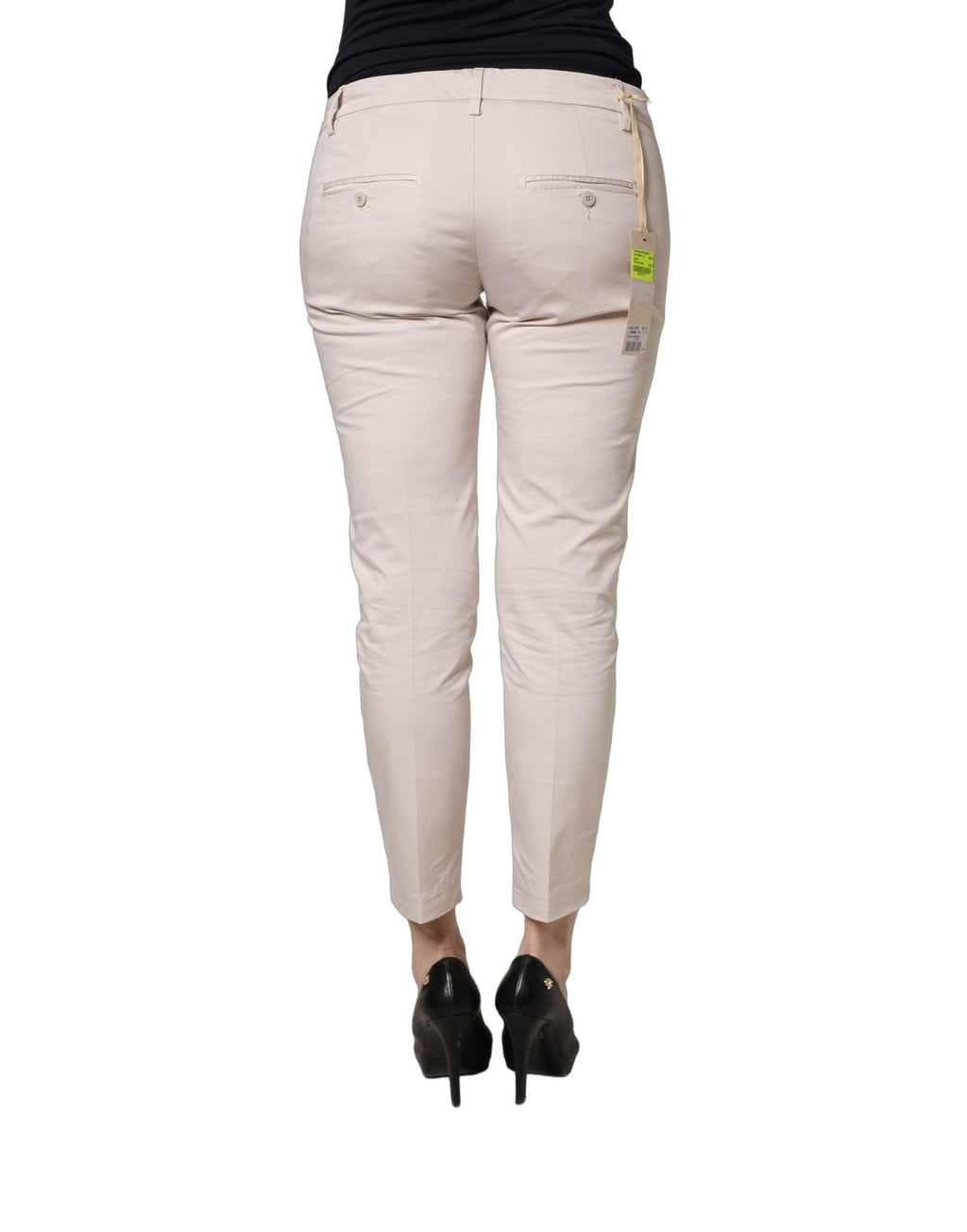 Versace Jeans Couture Beige Low Waist Tapered Women Cropped Trousers Pants Versace Jeans Couture