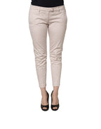 Versace Jeans Couture Beige Low Waist Tapered Women Cropped Trousers Pants Versace Jeans Couture