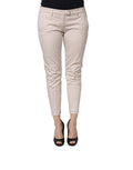 Versace Jeans Couture Beige Low Waist Tapered Women Cropped Trousers Pants Versace Jeans Couture