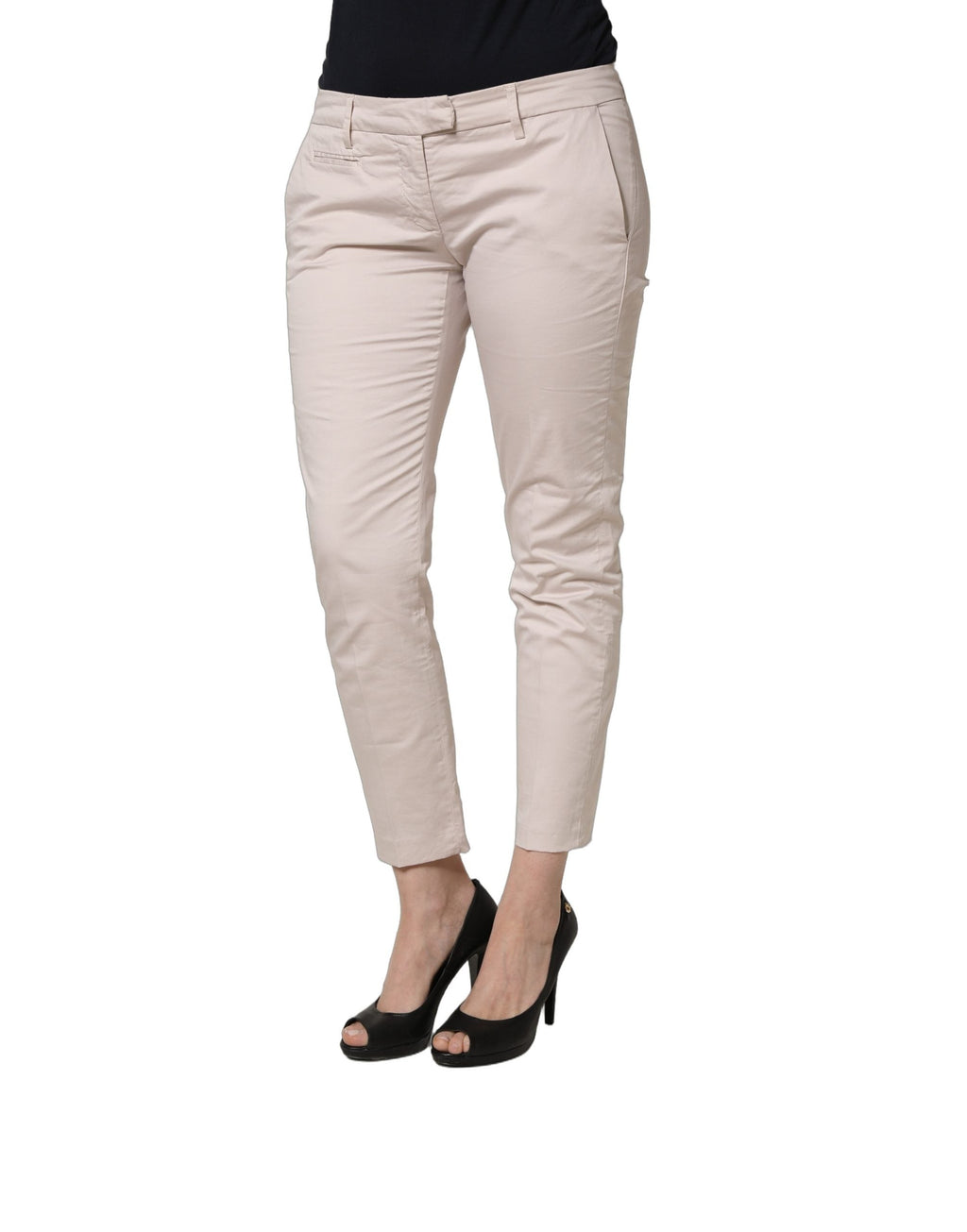 Versace Jeans Couture Beige Low Waist Tapered Women Cropped Trousers Pants Versace Jeans Couture