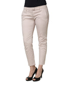 Versace Jeans Couture Beige Low Waist Tapered Women Cropped Trousers Pants Versace Jeans Couture