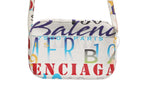 Balenciaga White Graffiti Print Leather Mini City Handbag Balenciaga