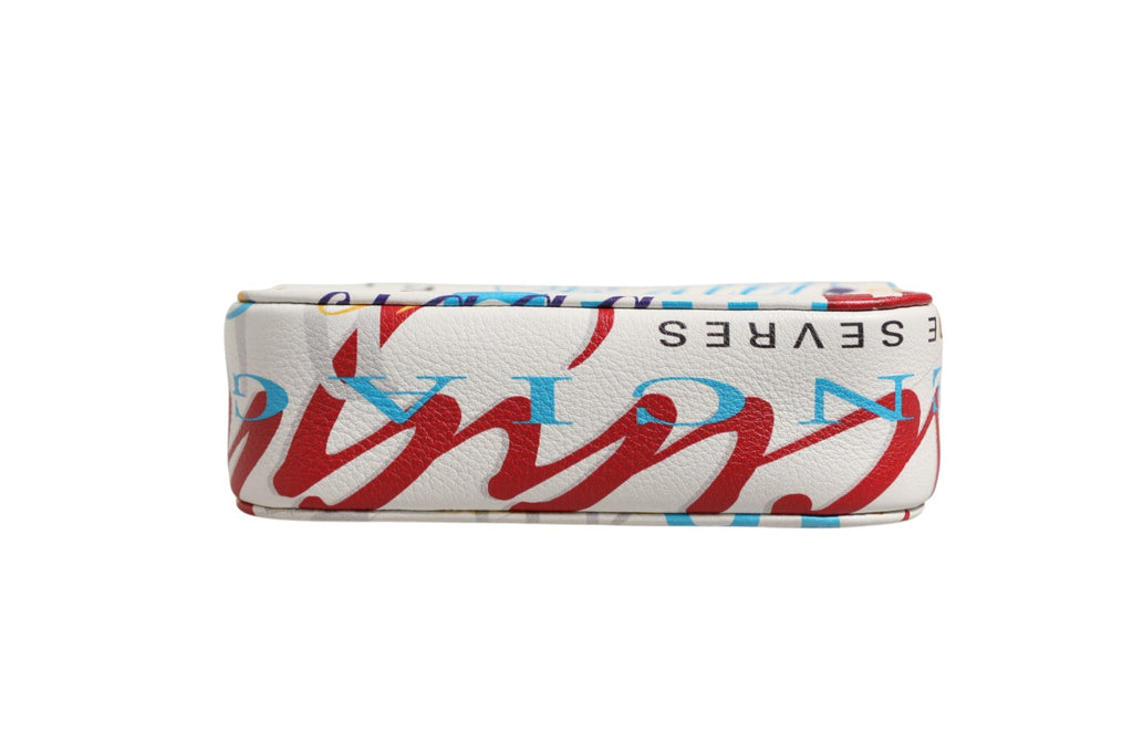 Balenciaga White Graffiti Print Leather Mini City Handbag Balenciaga