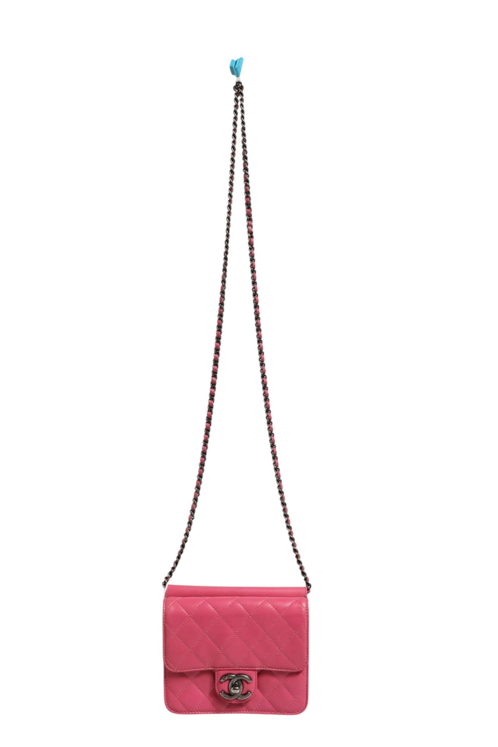 Chanel Pink Quilted Lambskin Leather Classic Square Mini Flap Bag Chanel