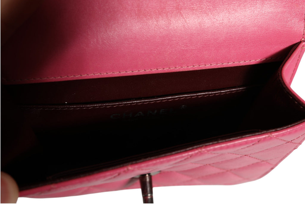 Chanel Pink Quilted Lambskin Leather Classic Square Mini Flap Bag Chanel