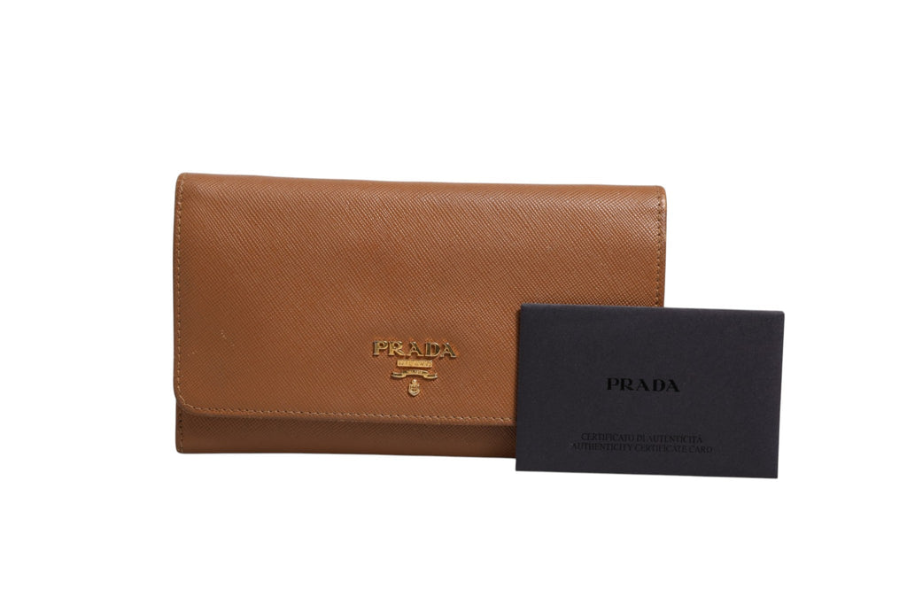 Prada Brown and Gold Wallet Strap Prada