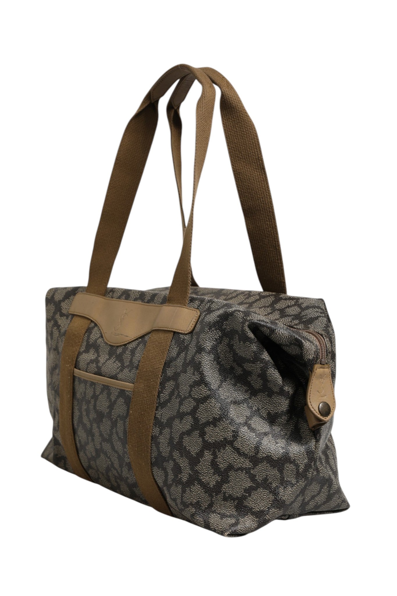 Saint Laurent Green and Brown Pattern Canvas Duffel Bag Saint Laurent