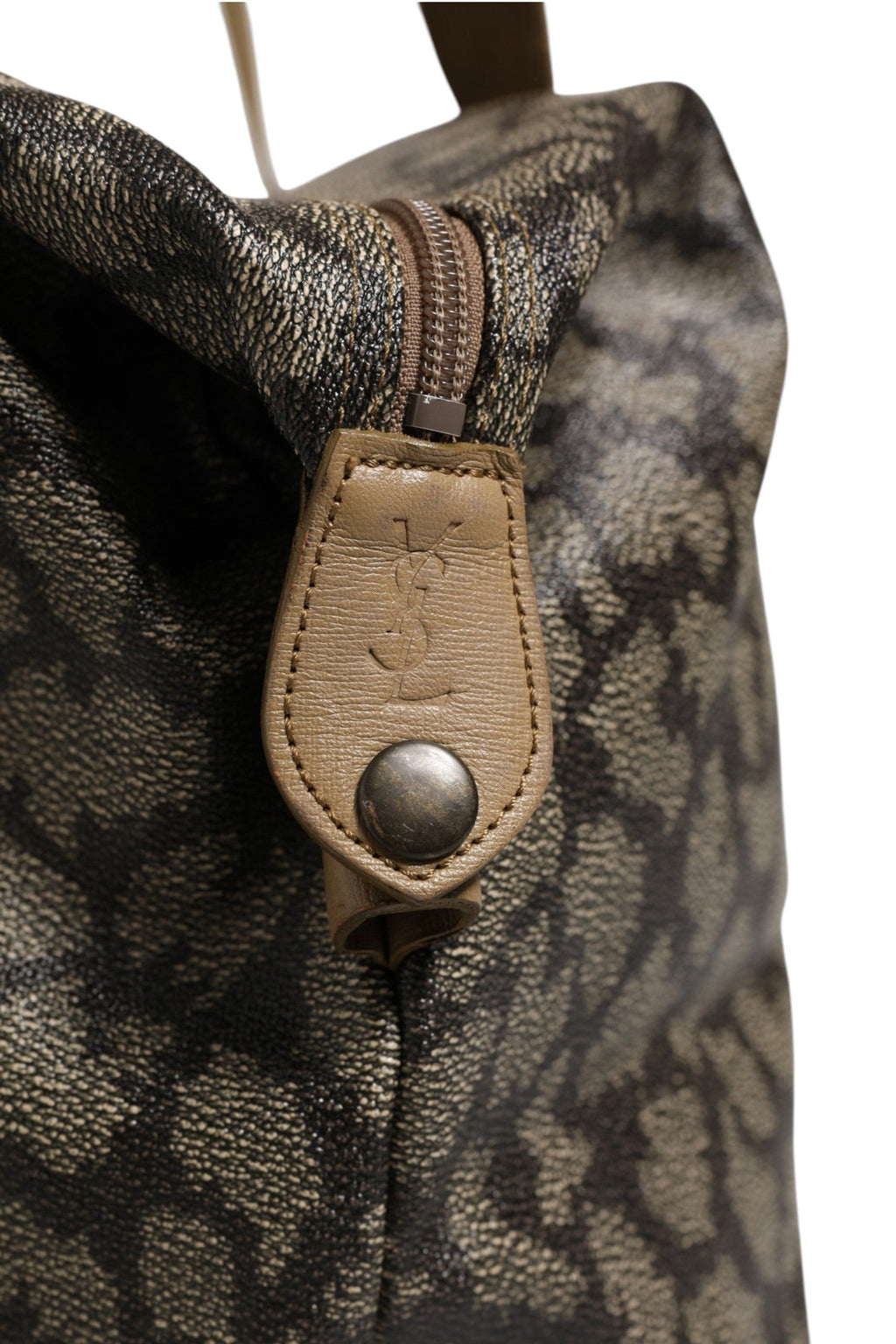 Saint Laurent Green and Brown Pattern Canvas Duffel Bag Saint Laurent