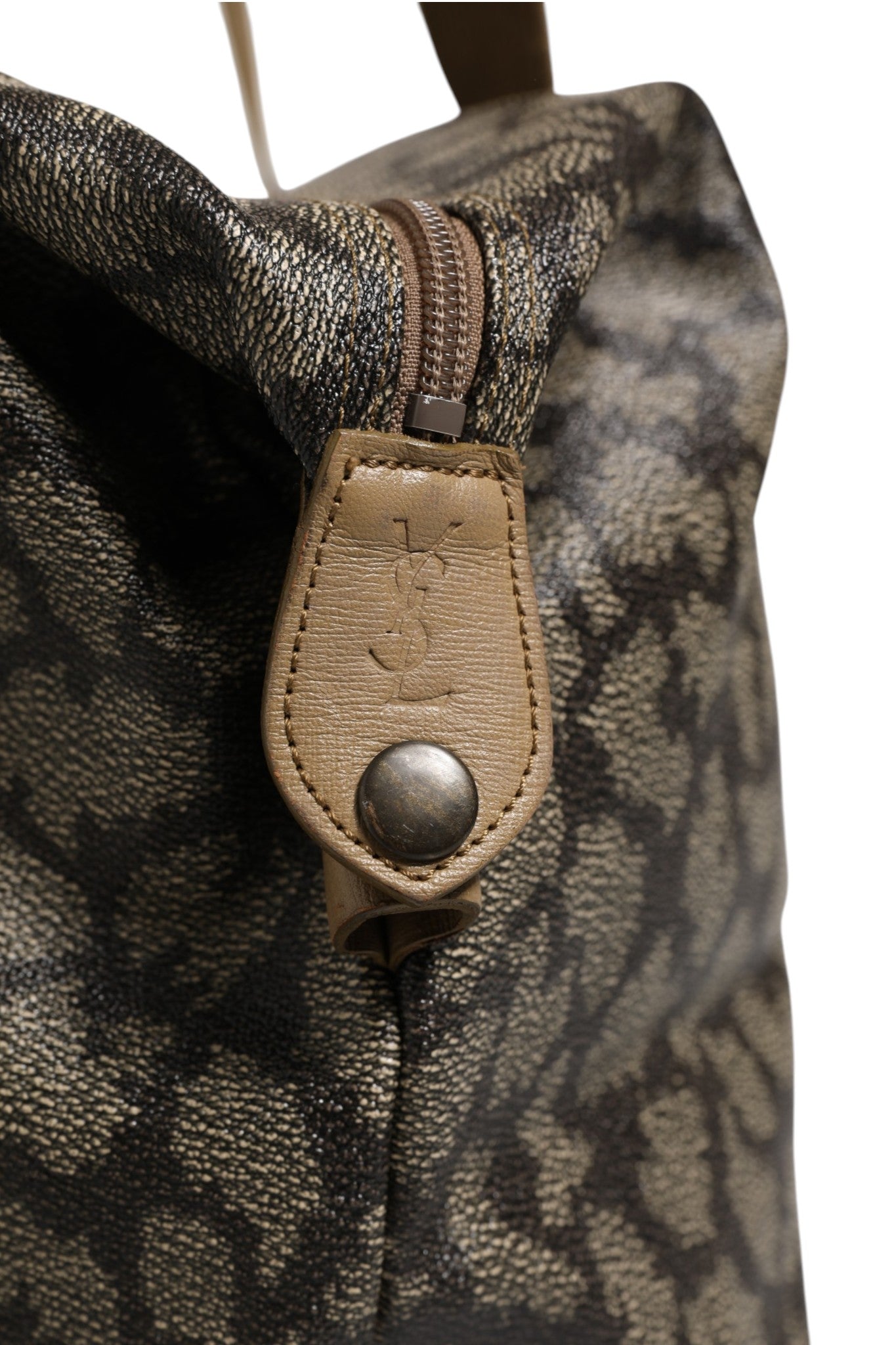 Saint Laurent Green and Brown Pattern Canvas Duffel Bag Saint Laurent
