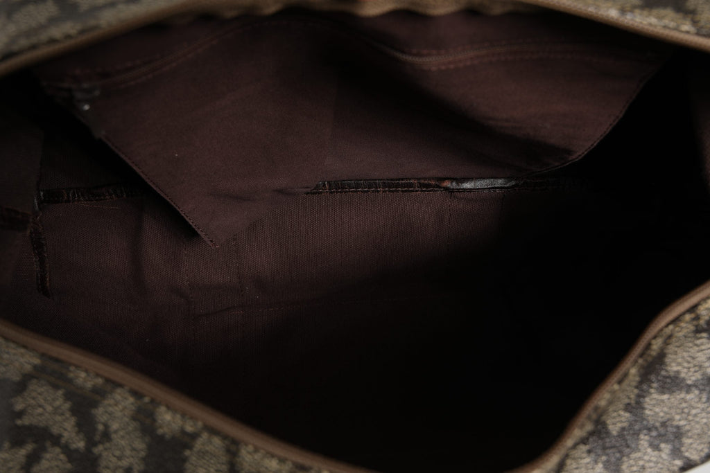 Saint Laurent Green and Brown Pattern Canvas Duffel Bag Saint Laurent