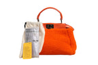 Fendi Orange Leather and Shearling Mini Peekaboo Top Handle Bag Fendi