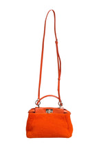 Fendi Orange Leather and Shearling Mini Peekaboo Top Handle Bag Fendi