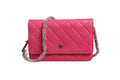 Chanel Pink Quilted Lambskin Wallet On Chain WOC Silver Chanel