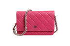 Chanel Pink Quilted Lambskin Wallet On Chain WOC Silver Chanel