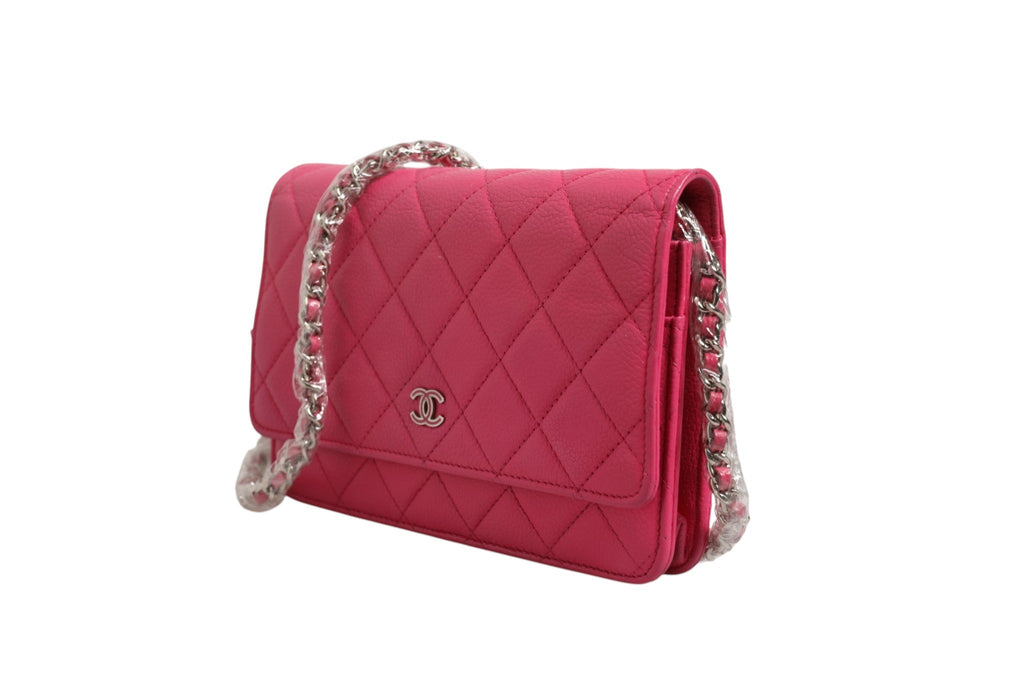 Chanel Pink Quilted Lambskin Wallet On Chain WOC Silver Chanel