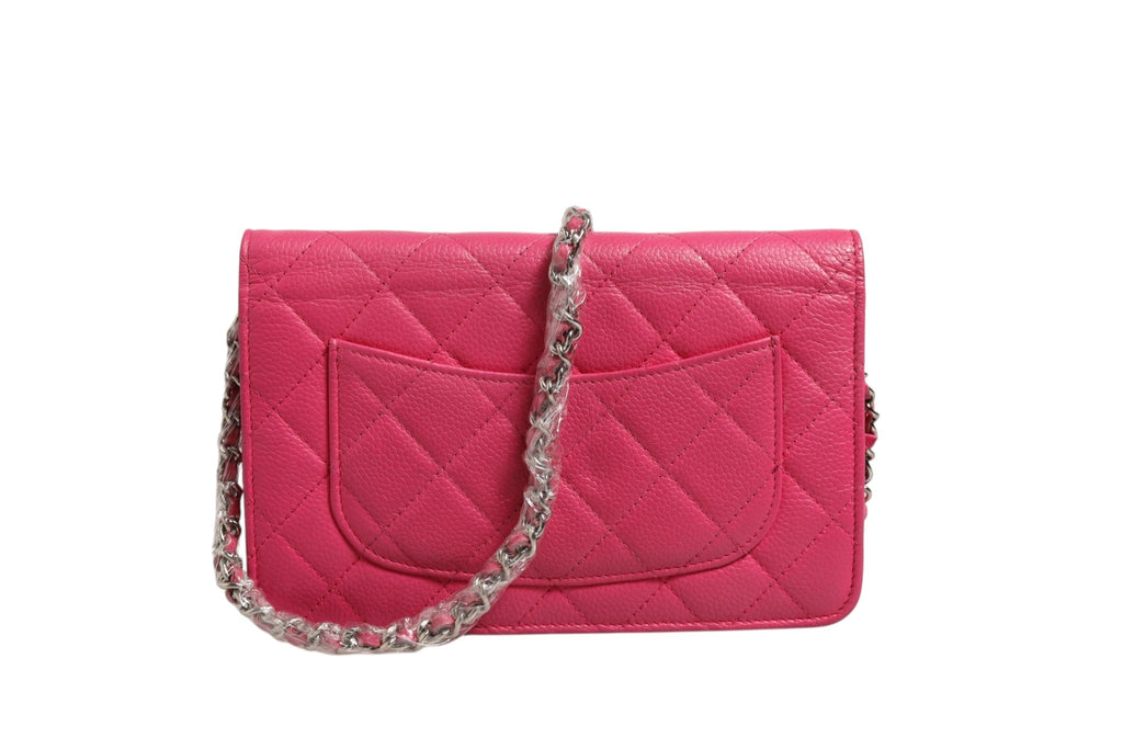 Chanel Pink Quilted Lambskin Wallet On Chain WOC Silver Chanel