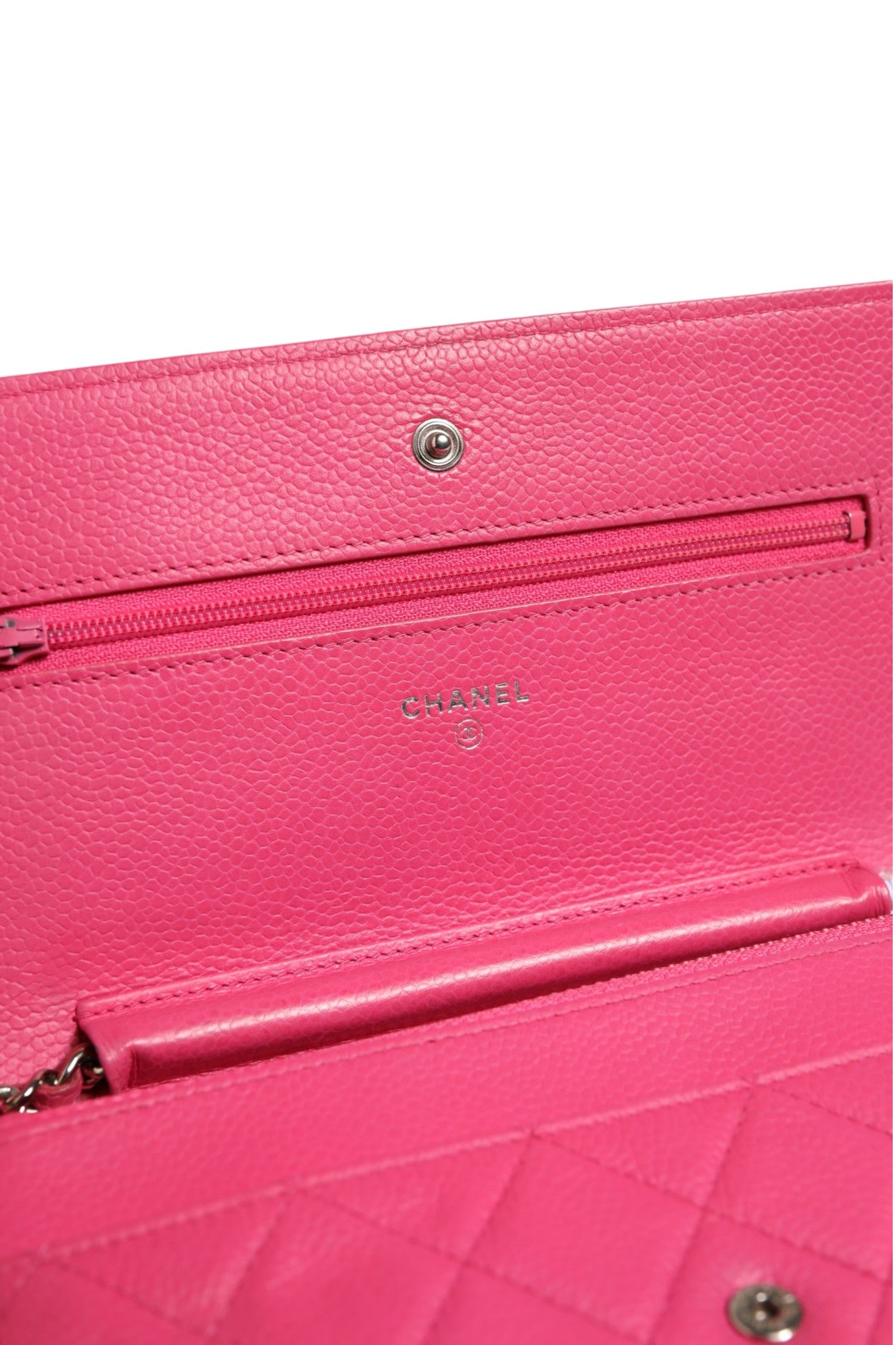 Chanel Pink Quilted Lambskin Wallet On Chain WOC Silver Chanel