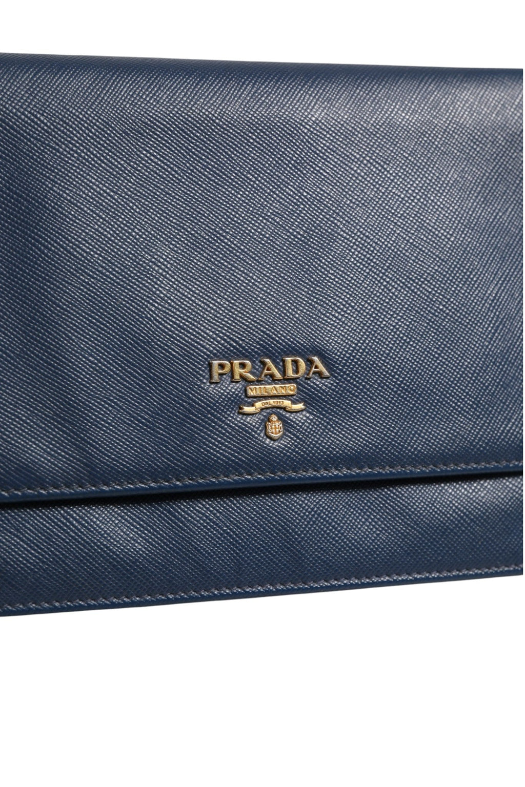 Prada Blue Saffiano Leather Wallet on Chain Clutch Bag Prada