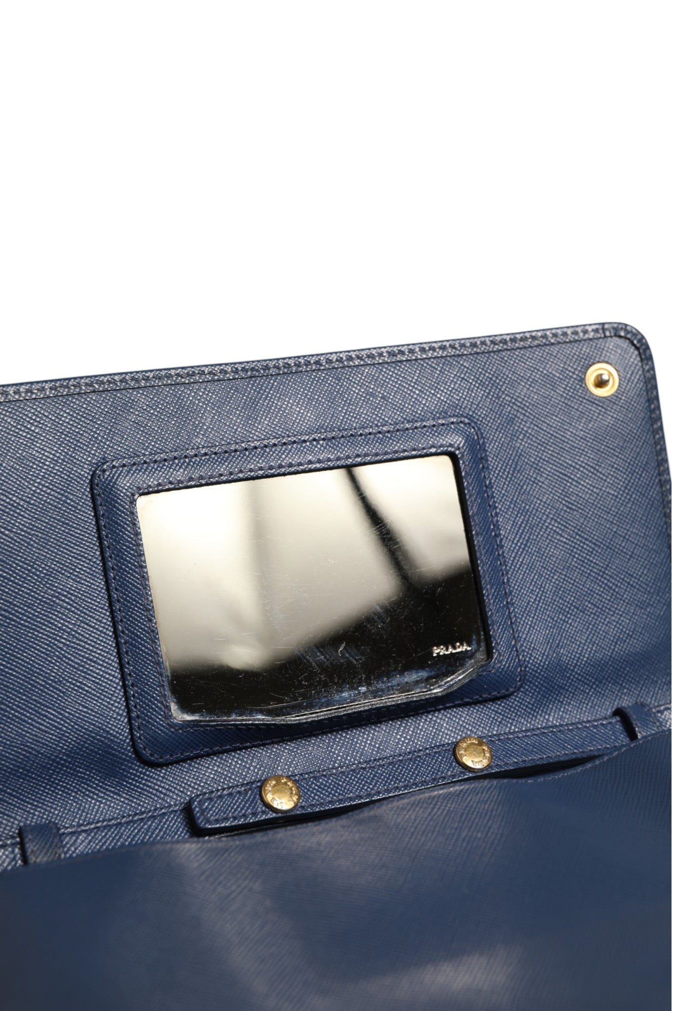 Prada Blue Saffiano Leather Wallet on Chain Clutch Bag Prada