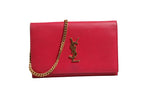 Saint Laurent Red Leather Monogram Wallet on Chain Saint Laurent
