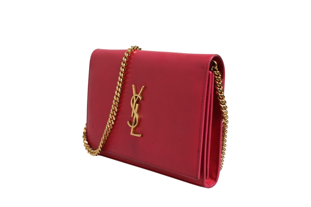 Saint Laurent Red Leather Monogram Wallet on Chain Saint Laurent