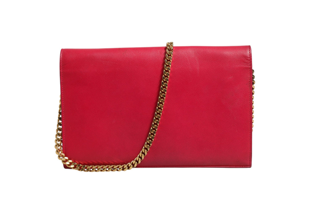 Saint Laurent Red Leather Monogram Wallet on Chain Saint Laurent