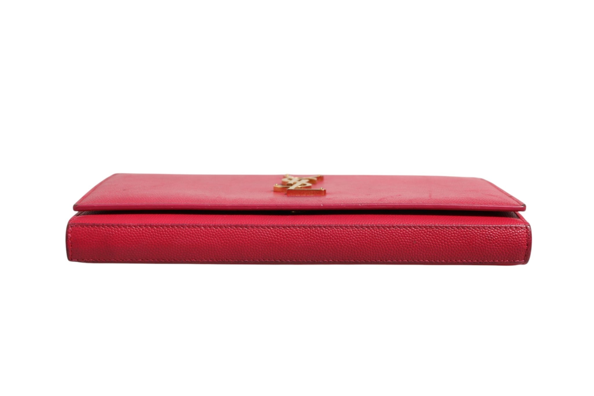 Saint Laurent Red Leather Monogram Wallet on Chain Saint Laurent