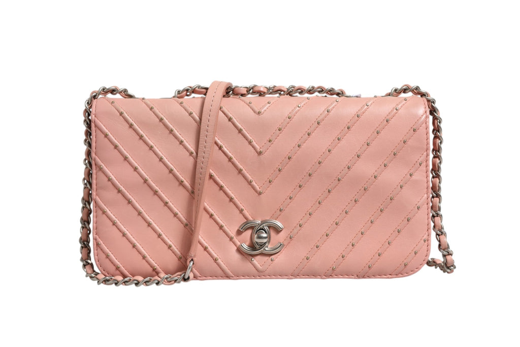 Chanel Small Classic Double Flap Bag Light Pink Chevron Chanel